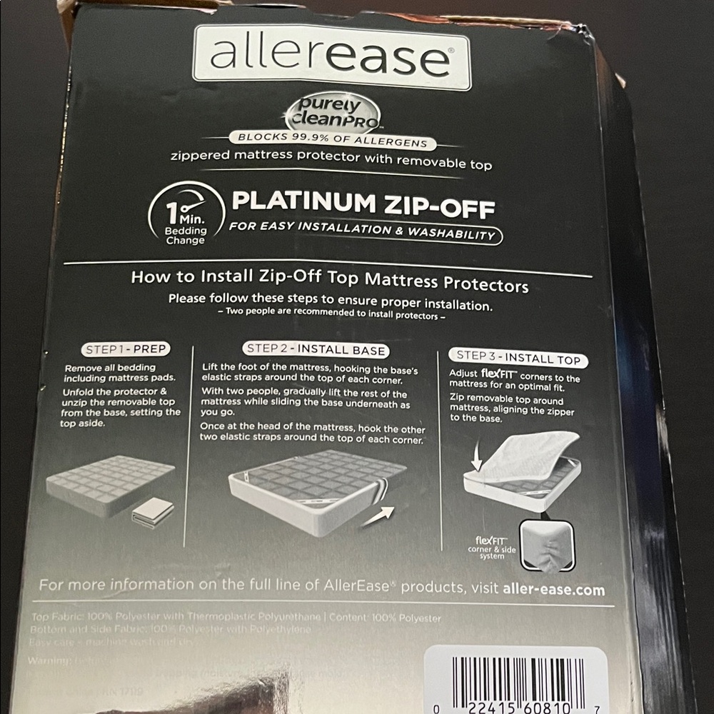 AllerEase Platinum Zip-Off Mattress Protector-Twin - Picture 7 of 9